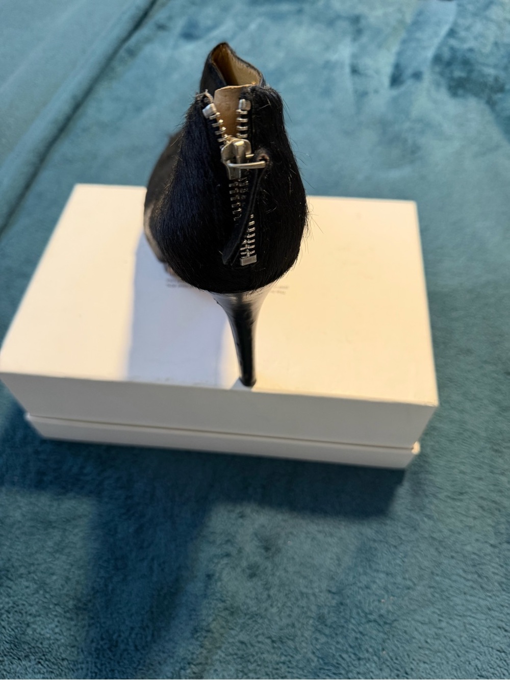 Nine West Black Faux-Fur Ankle Bootie with Metallic Heel - Picture 5 of 5
